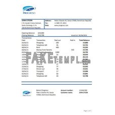 Dominican Republic Progreso fake bank statement Excel and PDF template