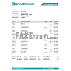 Ecuador Banco Bolivariano fake bank statement Excel and PDF template 