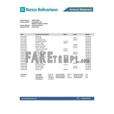 Ecuador Banco Bolivariano fake bank statement Word and PDF template