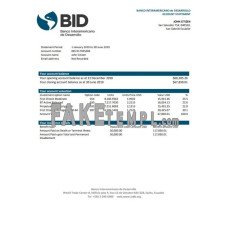 Ecuador Banco Interamericano de Desarrollo (BID) fake bank statement Word and PDF template