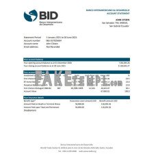 Ecuador Banco Interamericano de Desarrollo BID fake bank statement Excel and PDF template