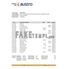 Ecuador Banco del Austro fake bank statement Excel and PDF template