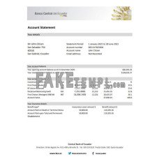 Ecuador Central Bank of Ecuador fake bank statement Excel and PDF template