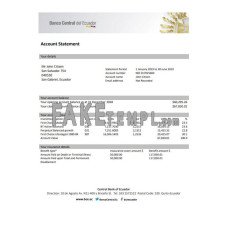 Ecuador Central Bank of Ecuador fake bank statement Word and PDF template