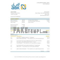 Egypt Al Ahli Bank of Kuwait fake bank statement Excel and PDF template