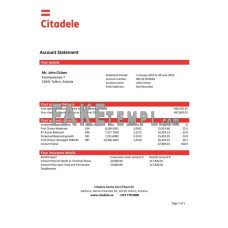 Estonia Citadele banka Eesti filiaal AS fake bank statement Word and PDF template