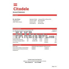 Estonia Citadele banka Eesti filiaal AS fake bank statement Excel and PDF template