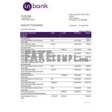 Estonia Inbank fake bank statement Word and PDF template