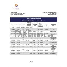 Ethiopia Awash fake bank statement Word and PDF template