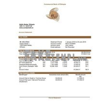 Ethiopia Commercial Bank of Ethiopia fake bank statement Word and PDF template