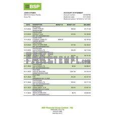 Fiji Bank of South Pacific fake bank statement Excel and PDF template