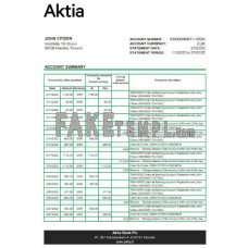 Finland Aktia fake bank statement Excel and PDF template