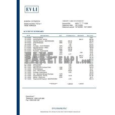 Finland Evli Bank PLC fake bank statement Word and PDF template