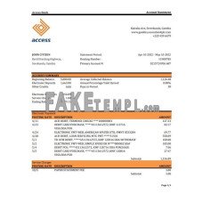 Gambia Access fake bank statement Excel and PDF template