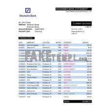 Germany Deutsche fake bank statement Excel and PDF template