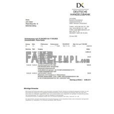 Germany Handelsbank fake bank statement Word and PDF template