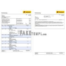 Germany Postbank fake bank statement Word and PDF template, 2 pages