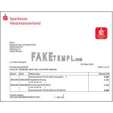 Germany Sparkasse Westmunsterland fake bank statement Word and PDF template