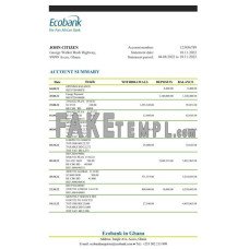 Ghana Ecobank fake bank statement Excel and PDF template