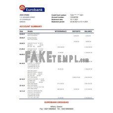 Greece Eurobank Ergasias fake bank statement Excel and PDF template