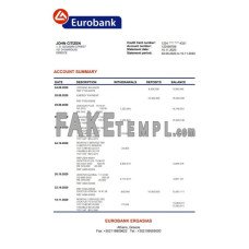 Greece Eurobank Ergasias fake bank statement Word and PDF template