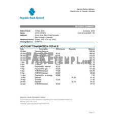 Grenada Republic fake bank statement Excel and PDF template