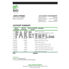 Guinea-Bissau Banco da Africa Ocidental fake bank statement Excel and PDF template