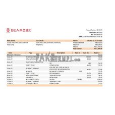 Hong Kong BEA fake bank statement Excel and PDF template