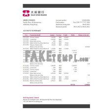 Hong Kong DAH Sing fake bank statement Excel and PDF template