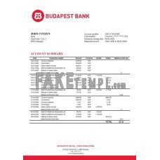 Hungary Budapest Bank – Szolnoki Fiók fake bank statement Word and PDF template