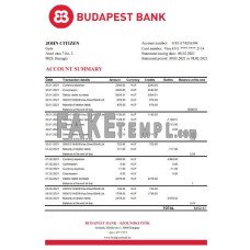 Hungary Budapest Bank – Szolnoki Fiók fake bank statement Excel and PDF template