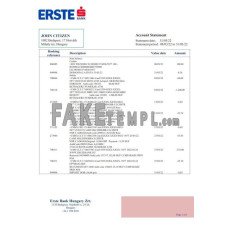 Hungary Erste fake bank statement Word and PDF template