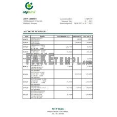 Hungary OTP fake bank statement Excel and PDF template