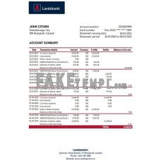 Iceland Landsbankinn fake bank statement Excel and PDF template