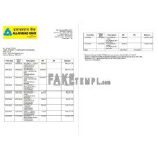 India Allahabad fake bank statement Word and PDF template, 2 pages