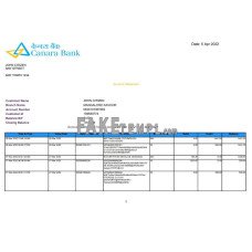 India Canara fake bank statement Word and PDF template, 5 pages, version 2