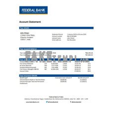 India Federal fake bank statement Word and PDF template