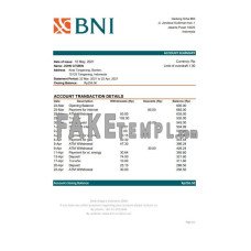 Indonesia Bank Negara Indonesia (BNI) fake bank statement Excel and PDF template