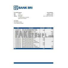 Indonesia Bank Rakyat Indonesia (BRI) fake bank statement Excel and PDF template