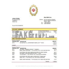 Iran Melli fake bank statement Word and PDF template