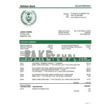 Iraq Rafidain fake bank statement Word and PDF template, version 2