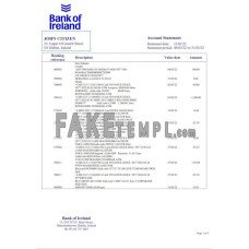 Ireland Bank of Ireland fake bank statement Word and PDF template