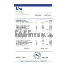 Ireland Fire Financial Services Limited fake bank statement Excel and PDF template