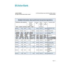 Ireland Ulster fake bank statement Excel and PDF template