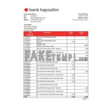 Israel Bank Hapoalim fake bank statement Excel and PDF template