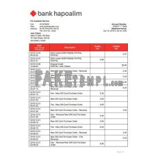 Israel Bank Hapoalim fake bank statement Word and PDF template