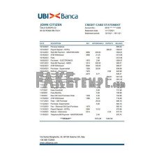 Italy UBI BANCA fake bank statement Excel and PDF template