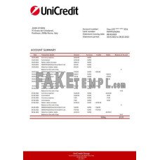 Italy Unicredit fake bank statement Word and PDF template