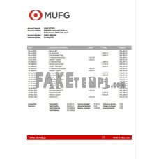 Japan MUFG fake bank statement Word and PDF template