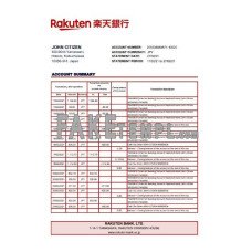 Japan Rakuten fake bank statement Excel and PDF template